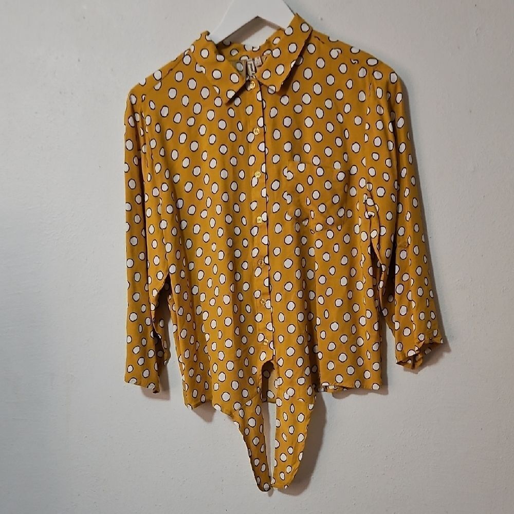 Grand & Greene Mustard Polka Dot Top